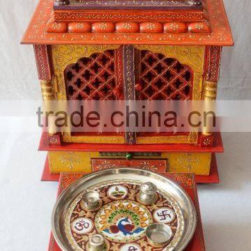 Beautifully Hand Painted Wooden Temple With Gate and Drawers photo-3