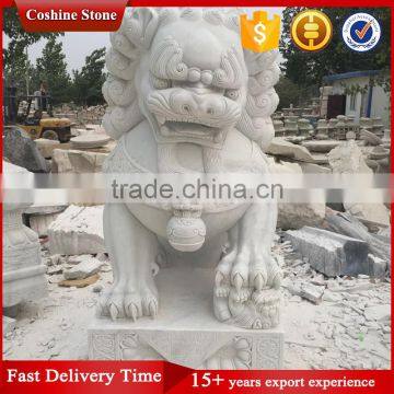 Outside Decoration Carved White Marble Foo Dogs Statue