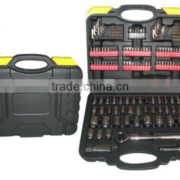 LB-404 141pcs sockets bit set hand tool set tool kit with black plastic case