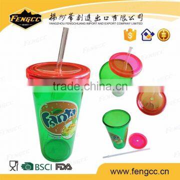 Factory supply double layer bpa free portable baby straw cup