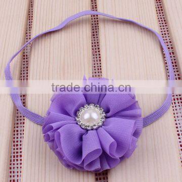 Chiffon Flower Headband With Pearl Center for Kids Hair Accessories photo-5