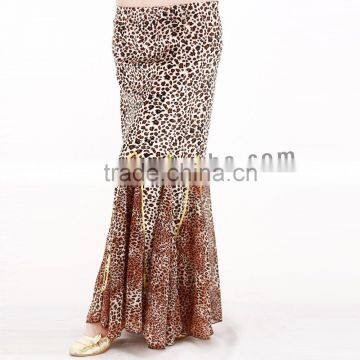 Attractive women leopard print dance dresses,mermaid maxi long skirt for belly dance