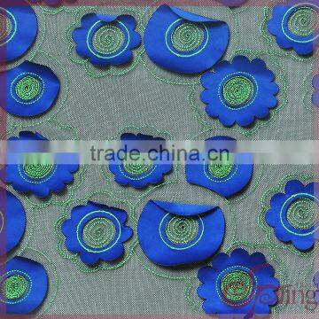 Colorful elegant circular applique embroidery design lace fabric