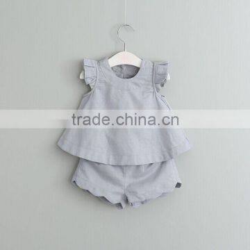 2017 Girls Summer Trendy Cool Suit Designs Pure Colour Boutique Girl Clothing Set photo-4