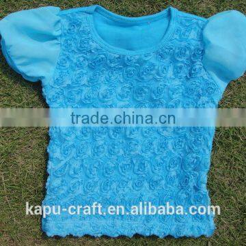 Wholesale Baby Clothes Blue Rosettes Baby Tank Tops Pettitop Ruffle Shirts Toddler