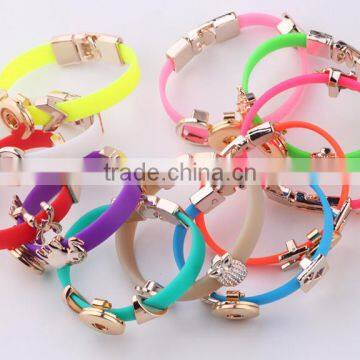 High End Snap Button Cuff Bangle Double Layers Zinc Alloy Cuff Bangle Silver Plating Women Cuff Bangle With Diy Snap Button photo-2