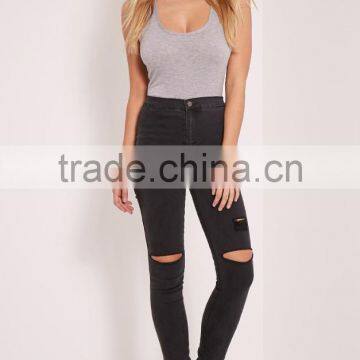 Chinese Factory Sexy Women Plain Tight Body Shaper Basic Grey Racer Back Bodysuit photo-3