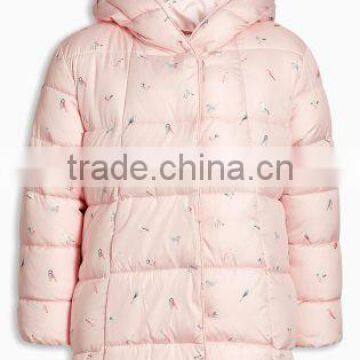 2017New Design Winter Kid Fashion Print Padded Jacket Coat Girls Outwear Pinky photo-3