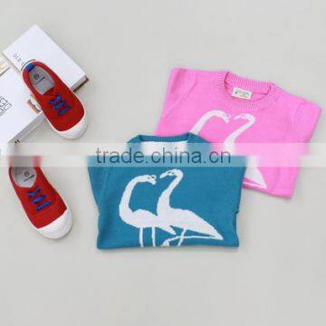 Lovely Swan Girls Sweater Design Latest Children Dress Designs Child Soft Cotton Clothes photo-2