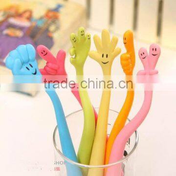 Creative stationery finger shape ballpoint pen flexible silica gel pen office & student pen