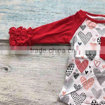 Baby Girls Clothes Raglan Tops V-day Raglan Girls Red Heart Raglans Autumn Top Girls Valentines Day Icing Raglans Tshirt photo-3