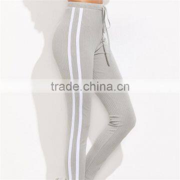 2018 Women Sports Stretchy Drawstring Waist Side Striped Leggings photo-4