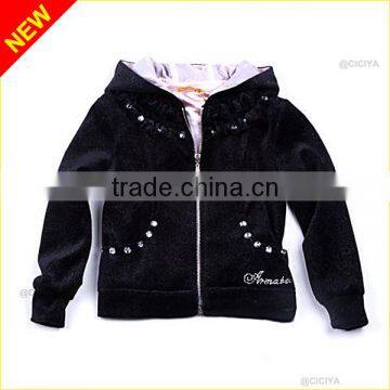 Custom Wholesale High Quality Boutique Lovely Baby Girls Winter Velvet Hoody Sweatshirt With Hood for Baby Girls photo-3