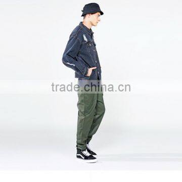 Men's Washed Distressed Broken Holes Heavy Denim Jacket With Button Back photo-2