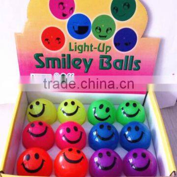 Printing smiling face TPR rubber bounce ball LED flashing skip ball