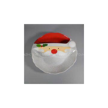 Santa Shaped 2 Section Melamine Divided Dinner Dessert Plate