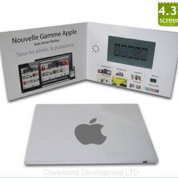 Apple design!!! 4,3 pollici tft lcd scheda video di auguri, lcd schede video, video lcd brochure