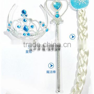 Frozen cosplay Elsa wig + crown + wand for kids cosplay accessories