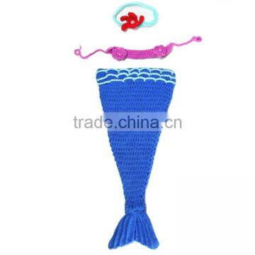 Wholesale blue mermaid tail cocoon crochet baby costume M5042801