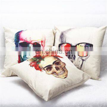 2015 Cool Colorful Skull Linen Household Sofa Pillow Pillows Cover Cushion Cover