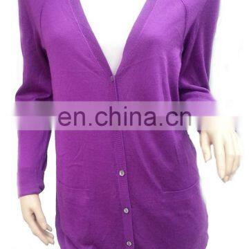 Cashmere and silk mixed spinning Young ladies fancy cardigan