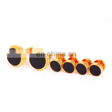 Round enamel cufflinks and studs sets metal studs for clothing