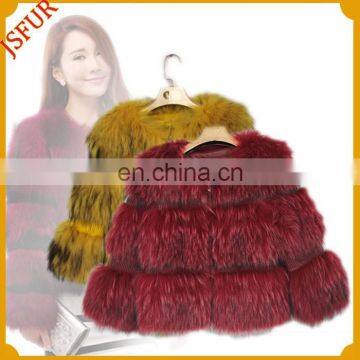 2015 New Fashion Winter Women Jacket Dyed Raccoon Fur Coat