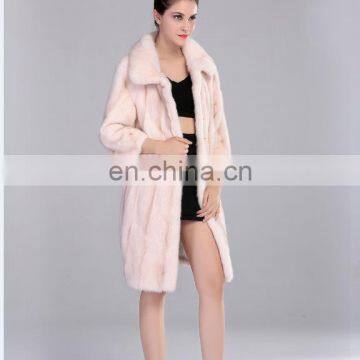 Luxury Warm Lady Slim fit Genuine whole skin Minks Fur Long Coat/Jacket brown