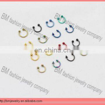 Titanium plated horseshoe nose lip eyebrow ring body piercing jewelry