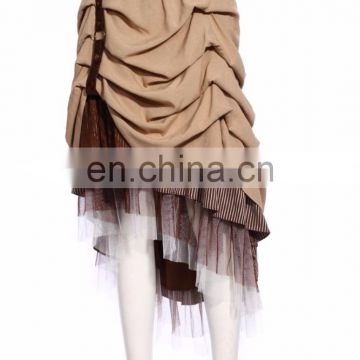 Steampunk long asymetrical style layered skirt