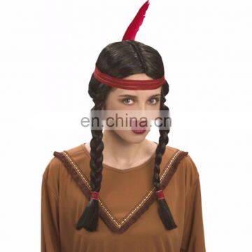 Halloween Carnival Party Native American Indian Wig for Adults photo-3