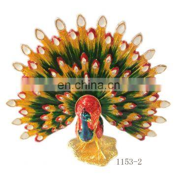 YIWU FASHION Gifts China Manufacturer Peacock Trinket Box Metal Jewelry Box Pewter Box