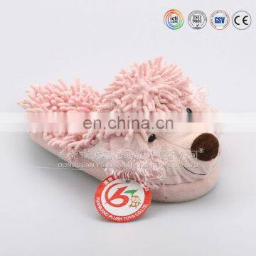 Custom soft Dog shape plush Firecrackers velvet slippers