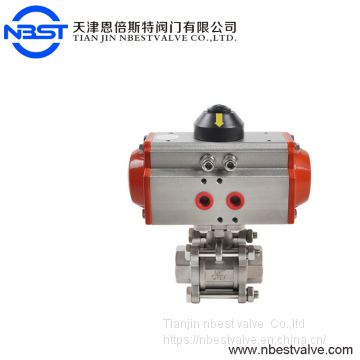 Two Way Stainless Steel 304 Pneumatic Ball Valve With Actuator For Water