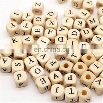 DIY Necklace Bracelet Material A-Z Letter Natural Wooden Block Beads photo-4