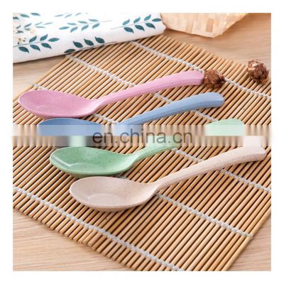 Wheat Straw Baby Feeding Spoon Set Children Anti-Scald Spoon Children Food Utensils Kindergarten Eat Kids Flatware