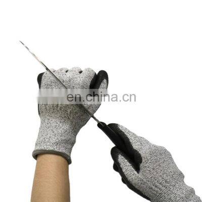 CE Certificated PU Palm Fit Anti-Cut Gloves Polyurethane Coated Cut Resistant Gloves Protective Hands For Construction