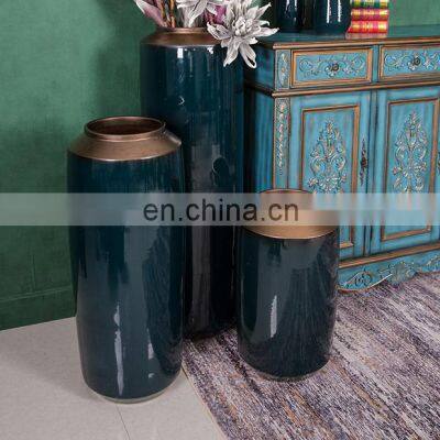 High Quality Drak Green Big and Small Different Size Ceramic Porcelain Vase photo-2