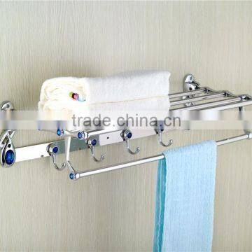 90 degree rotation bathroom wall towel shelf with hooks A166