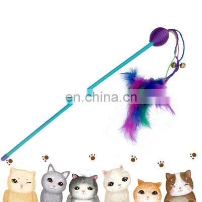Favourable Price New Arrival Pet Toy Interactive Plastic Pole Pet Pink Feather Cat Teaser photo-5