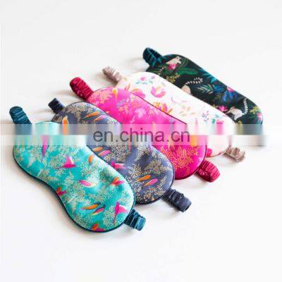 16mm 22 Momme Luxury Print Satin Face Sleeping Personalised Printed Sleep Eyemask Nap Silk Eye Mask for Sleep