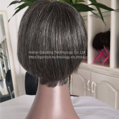 High Quality Gray Color Short Human Hair Wig Wholesaler photo-4