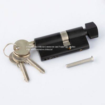 Gun Black Color Diamond and Rhombus Shaped Thumbturn Single Open Euro Profile Brass Lock Cylinder photo-2