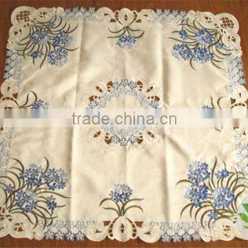 blue and beige luxurious handmade printed fiber optic table cloth wholesale tablecloth lmzc1007(8)K