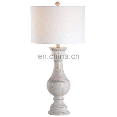 Good Quality simple retro wood color bedside resin table lamp for living room