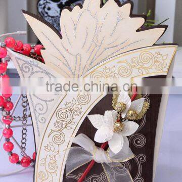 2016 Novelty Products Indian Wooden Wedding Invitation Cards with Flower