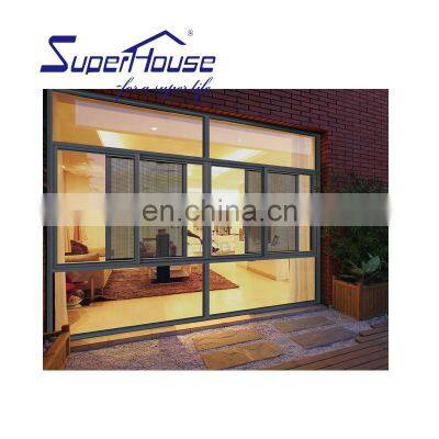 Superhouse simple design aluminum sliding window 3 tracks sliding window with slide screen window