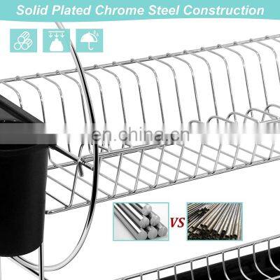 Dish Drying Rack Compact Dish Rack and Drain Board Set With Removable Utensil Holder&6 Cup Hangers for Kitchen