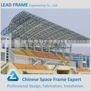 Membrane and steel space frame for outdoor bleacher structure roof