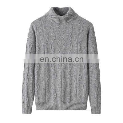 Custom Fashionable Turtleneck Cashmere Pullover 100% Computer Knitted Solid Casual Style Winter Sweater with Front Logo